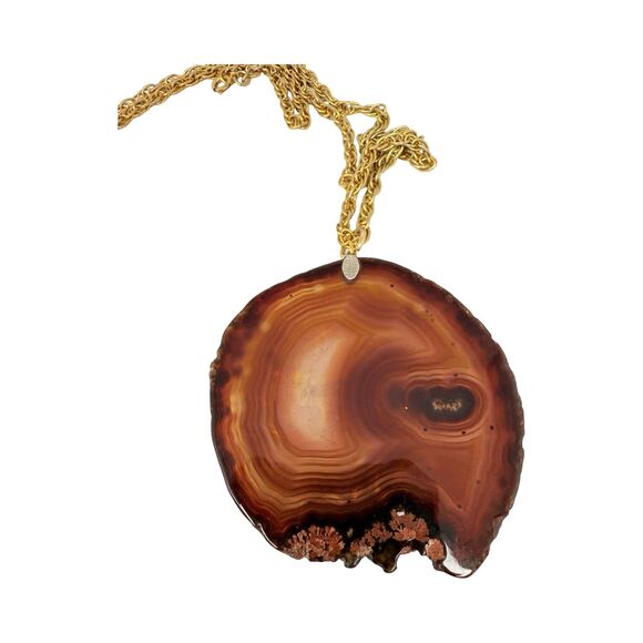 Brown Banded Carnelian Agate Slab Tree OF Life Pendant Necklace 24" Artesian - Picture 10 of 12